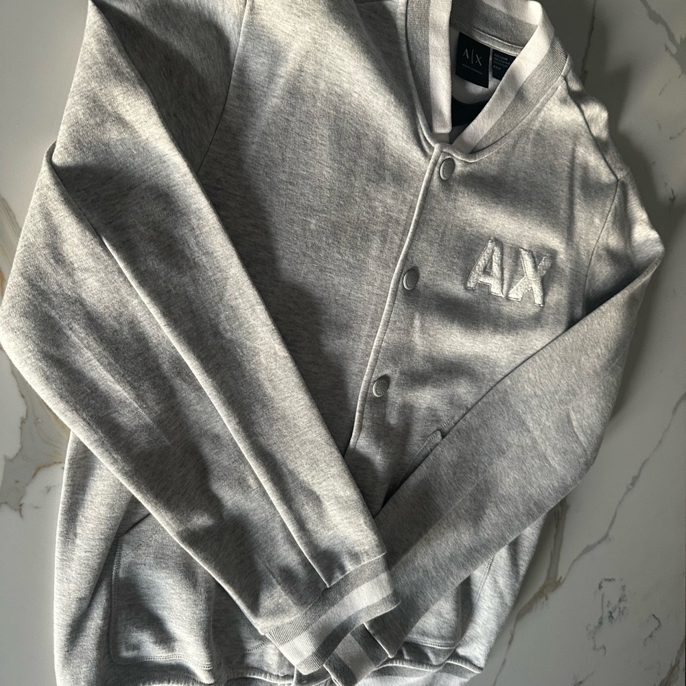 Armani Exchange Gray Button-Up Sweatshirt